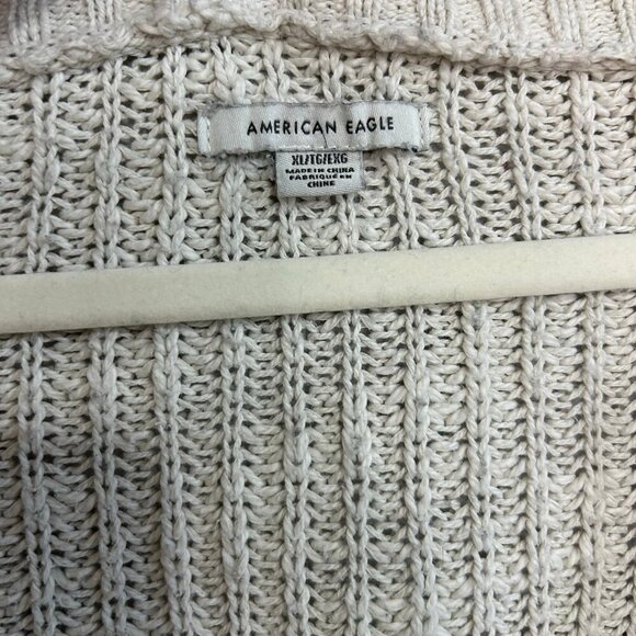 American Eagle Outfitters Cream V-Neck Chunky Knit Oversized Sweater Size XL - Picture 4 of 6